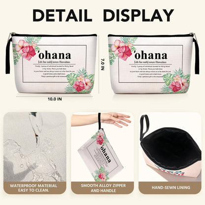 Hawaii Gifts Hawaiian Souvenirs Hawaiian Gifts for Women Hawaiian Tropic Ohana Makeup Bag Appreciation Gifts for Aunt Sister Grandma Cosmetic Bag Travel Bag for Christmas New Year's Day Birthday