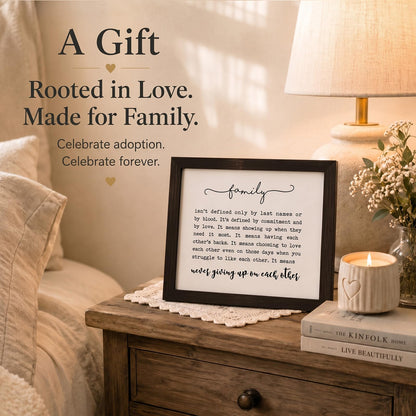 OFlyDesigns Family Definition Wall Art, Family Quote Print, Entryway Family Sign, Farmhouse Home Decor, Adoption Gift for Blended Families, Neutral Living Room Wall Decor, Unframed (8x10, Unframed)