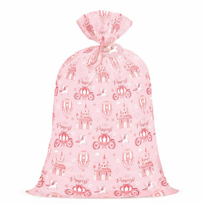 WRAPAHOLIC 56" Extra Large Princess Plastic Gift Bag - Princess Castle Design Pink Jumbo Bike Bag Gift Wrap for Kids Girls Birthday and Baby Girl Shower - 56" H x 36" W