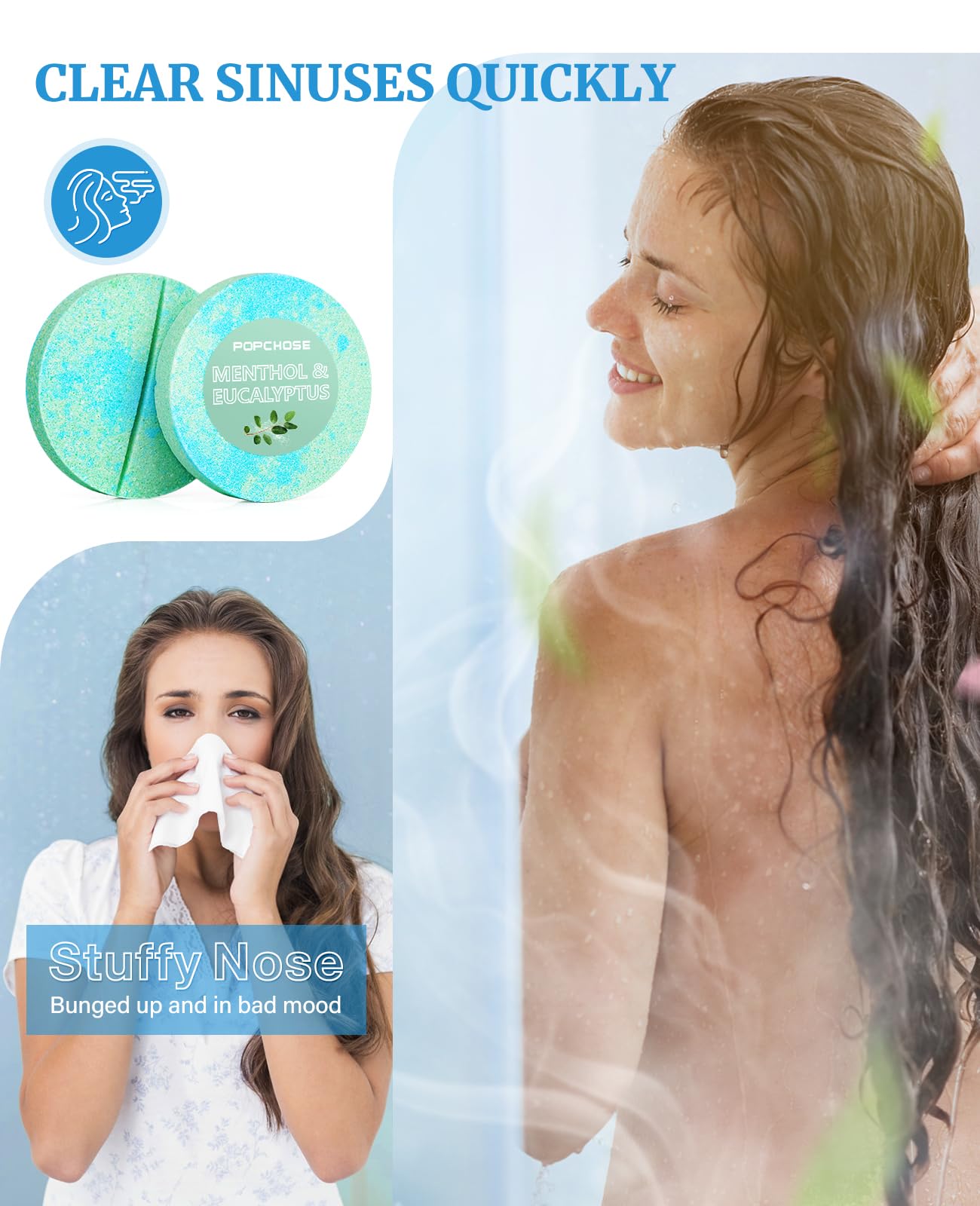 POPCHOSE Shower Steamers Aromatherapy, Valentines Day Gifts for Him, Her, Mom, Daughter, Wife, Birthday Gifts for Women - 8 Scented Shower Tablets with Gift Packaging, Self Care & Relaxation Home Spa