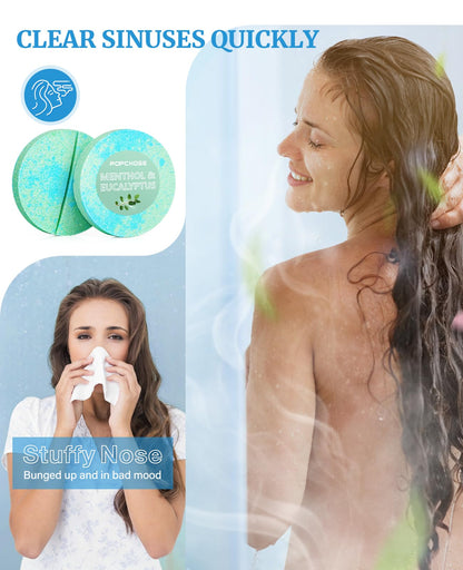 POPCHOSE Shower Steamers Aromatherapy, Valentines Day Gifts for Him, Her, Mom, Daughter, Wife, Birthday Gifts for Women - 8 Scented Shower Tablets with Gift Packaging, Self Care & Relaxation Home Spa