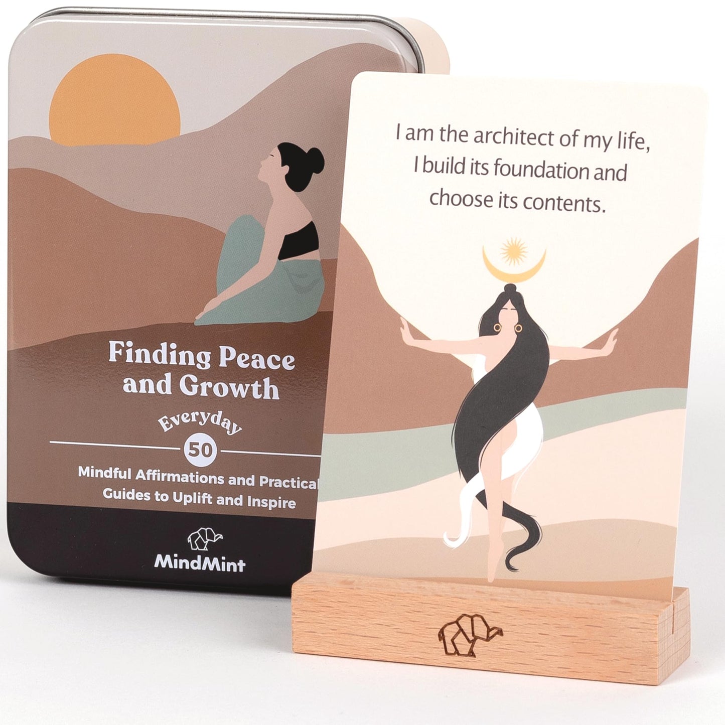 Daily Positive Affirmation Cards for Women - 50 Mindfulness Meditation Cards for Self Care in Tin Box with Wooden Stand - Motivational & Inspirational Gifts for Women, Best Friend, Sister