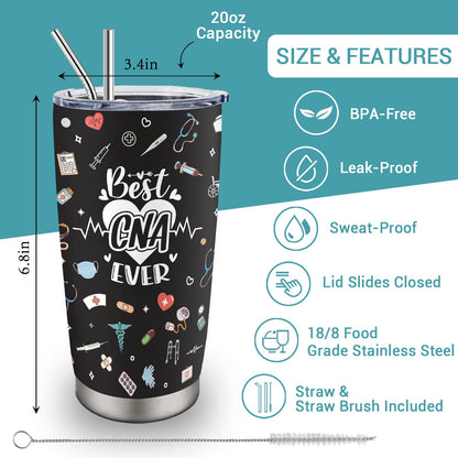CNA Gifts Tumbler 20oz, CNA Week Gifts 2025, Certified Nursing Assistant Gift, CNAs Appreciation Gift for Women/Men, Best CNAs Ever presents for Graduation