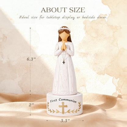 First Communion Gift for Girls—8.3'' First Holy Communion Girl Figurine with Keepsake Box, Thoughtful Catholic Gift for Daughter, Granddaughter, or Goddaughter, Meaningful Christian Present