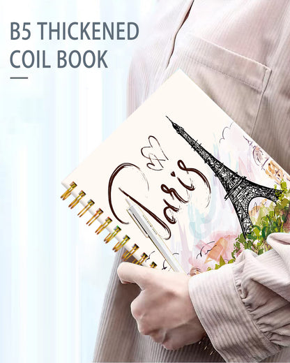 iampanda Spiral Journal Notebook,Strong Twin-Wire Binding with Premium Paper for Girl Women,60 Sheets A5 College Ruled Notebook/Journal,Perfect for School Office Home Gifts,Eiffel Tower Paris