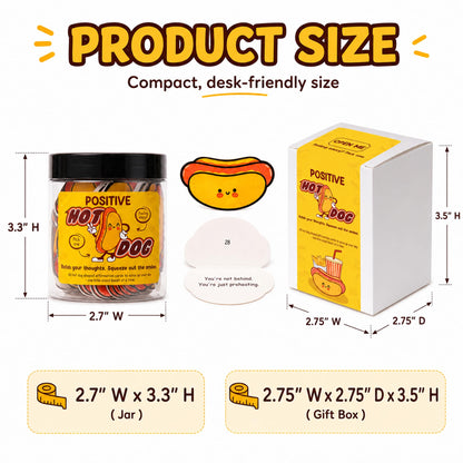 KATINAT Positive Hot Dog Jar, 60 Funny Affirmation Cards, Emotional Support Hot Dogs, Foodie Gifts for Friends, Teens, Funny Gifts for Women, Cowokers, Office, Hot Dog Decorations