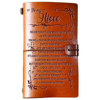 PRSTENLY Birthday Gift for Niece To My Niece Leather Journal, 140 Page Refillable Journal Notebooks, Travel Diary Back to School Graduation Christmas Gifts for Nieces from Aunt Uncle