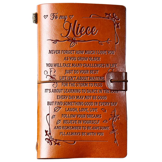 PRSTENLY Birthday Gift for Niece To My Niece Leather Journal, 140 Page Refillable Journal Notebooks, Travel Diary Back to School Graduation Christmas Gifts for Nieces from Aunt Uncle
