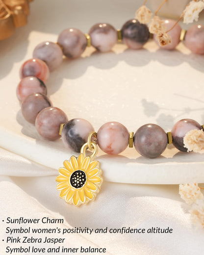 𝗦𝘂𝗻𝗳𝗹𝗼𝘄𝗲𝗿 𝗚𝗶𝗳𝘁𝘀 𝗳𝗼𝗿 𝗪𝗼𝗺𝗲𝗻, Sunflower Bracelet Jewelry 𝗖𝗵𝗿𝗶𝘀𝘁𝗺𝗮𝘀 Birthday Inspirational Gifts for Women Friends Daughter Niece Granddaughter Adults