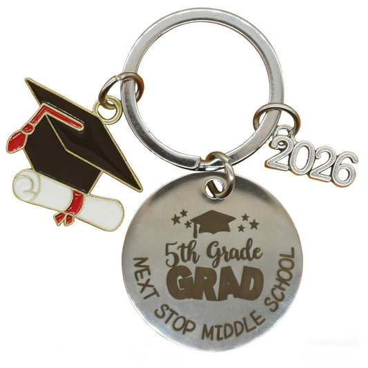 5TH Grade Graduation Gift, 5TH Grade Graduation Keychains, 5TH Grade Graduation Decorations Party Supplies Class of 2026, Last Day of Elementary School Grad Gifts for Girls Boys Party Favors