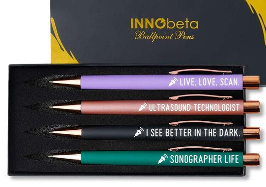 InnoBeta Sonographer Gifts for Women, Sonography Ultrasound Tech Radiology Gifts, Ballpoint Pen Set of 4, Perfect for Birthday & Christmas