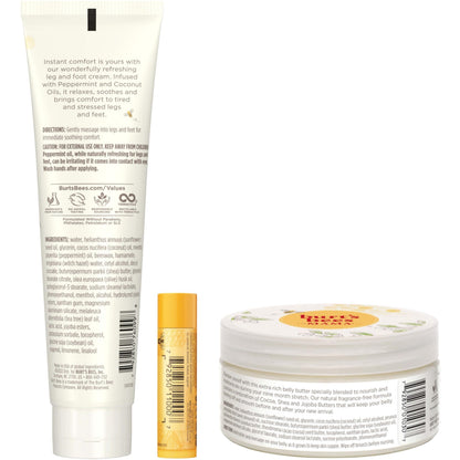 Burt's Bees Mama Gift Set, Includes Lip Balm, Leg and Foot Cream, and Belly Butter, Natural Origin Skin Care, 0.15 oz./3.38 oz./6.5 oz.