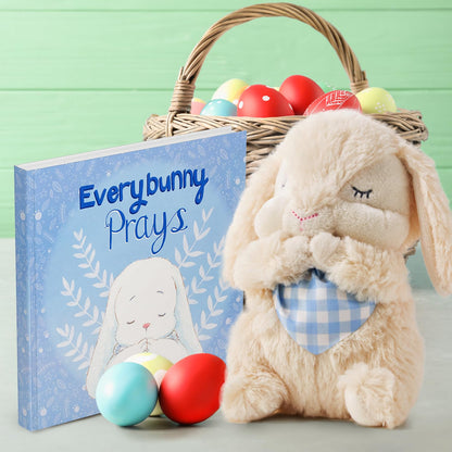 Tickle & Main Everybunny Prays Bunny Stuffed Animal & Musical Toy - Blue, 7 in Plush & Illustrated Book, Recites Now I Lay Me Down to Sleep - Baptism Gifts for Boys - Christening Gifts for Boys