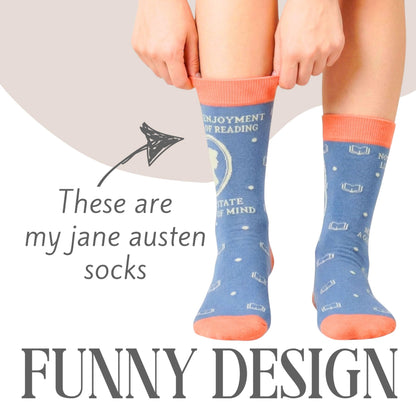 InnoBeta Jane Austen Gifts for Women/Girls, Jane Austen Lover Gifts Socks for Birthday & Christmas, One Size Crew Socks