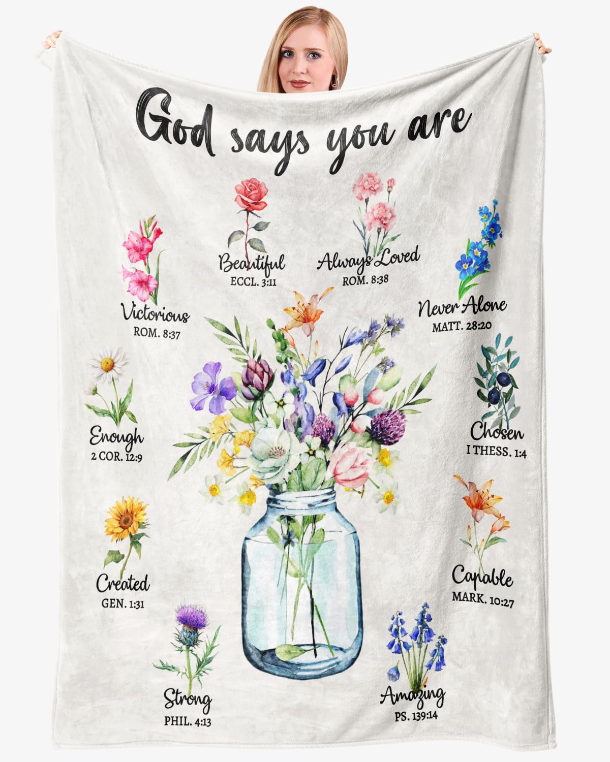 Christian Gifts for Women, Mothers Day Christian Gift for Her Throw Blanket, Religious Gift for Woman, Inspirational Gifts, Bible Verse Blanket Catholic Gift for Women, 60 * 50in