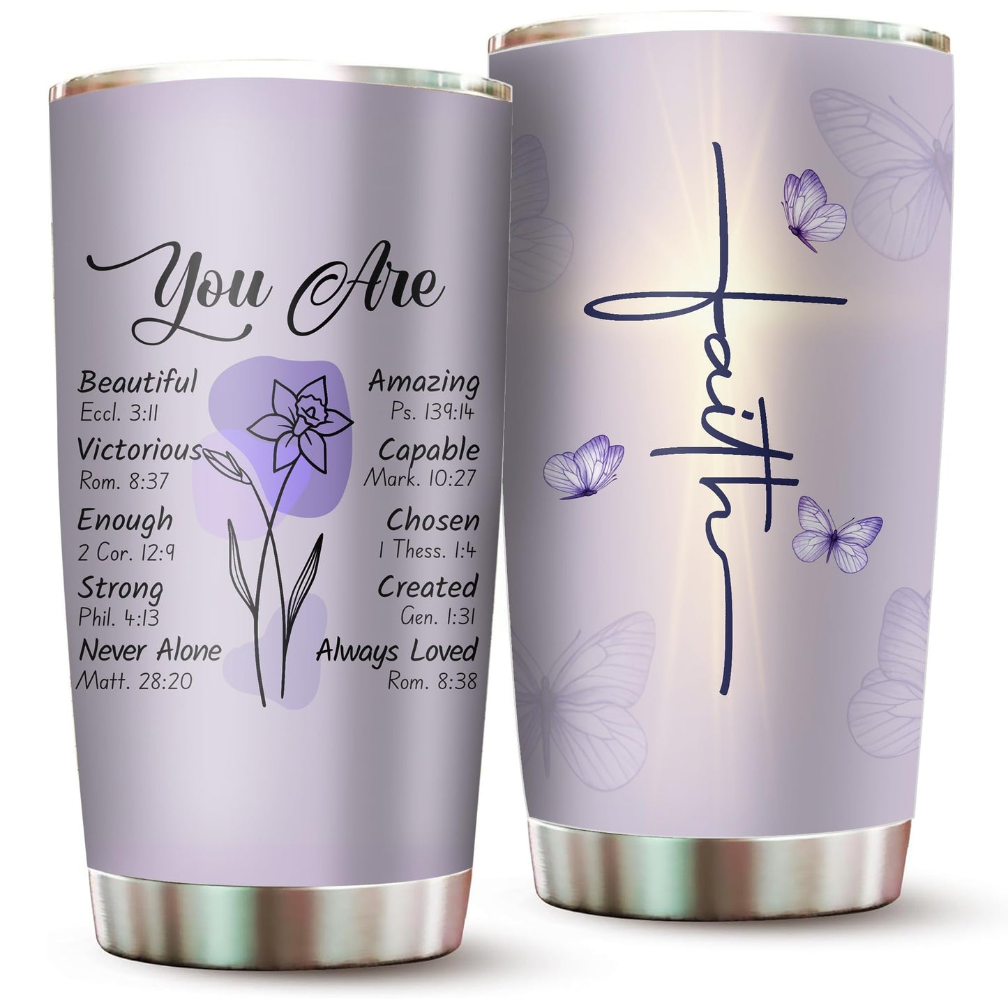 Christian Gifts for Women Faith - Christian Tumblers for Mothers Day Bible Gift - Christian Tumbler Religious Gifts Spiritual Encouragement Inspirational Gift for Women Stainless Steel Tumbler 20oz