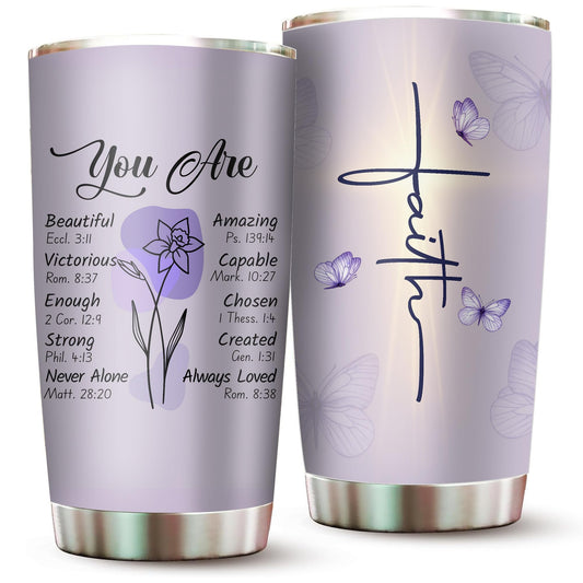 Christian Gifts for Women Faith - Christian Tumblers for Mothers Day Bible Gift - Christian Tumbler Religious Gifts Spiritual Encouragement Inspirational Gift for Women Stainless Steel Tumbler 20oz