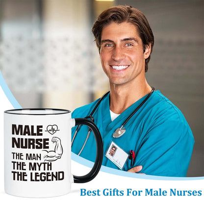 YHRJWN Male Nurse Gifts, The Man The Myth The Legend Mug, Nurse Gifts for Men, Graduation Birthday Nurses Appreciation Gift for Male Nurses, Colleague, Friends, 11 Oz Coffee Mug
