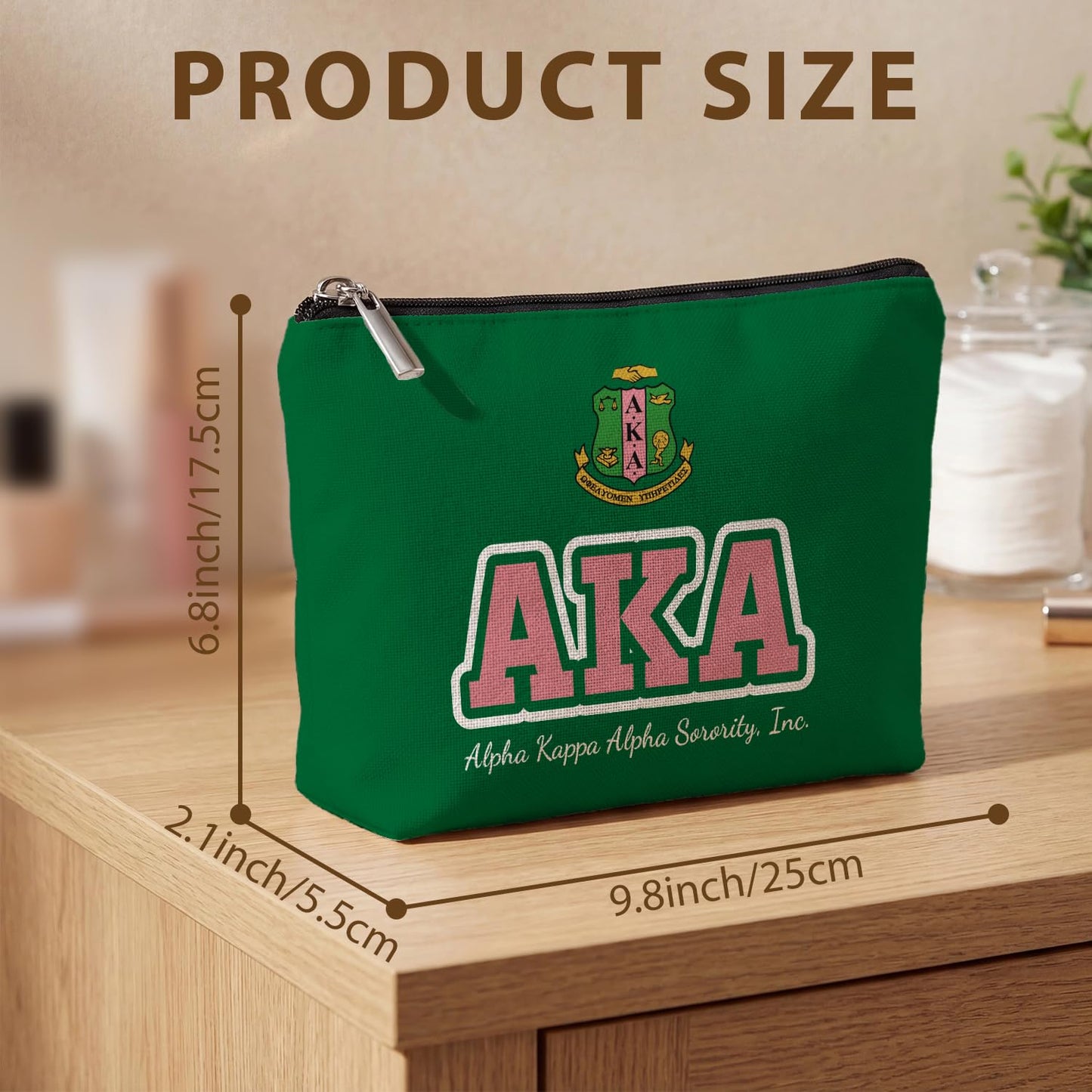 AKA Sorority Gifts for Women Boss Mom, AKA Paraphernalia Makeup Bag Aesthetic Toiletry Pouch Portable Travel Accessories, Black Sorority Gifts for Sisters Friend, Sisterhood Party Souvenir Gift