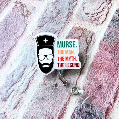 Murse Badge Reel Male Men Nurse Badge Reel ID Retractable Holder Alligator Clip Lanyard Nursing Nurses Reels Gift Funny Doctor Students Graduation Appreciation Supplies Week Accessories Office Gifts