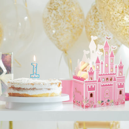 Outus 24 Pieces Princess Castle Party Favor Candy Boxes Pink Princess Goodie Bags Castle Favor Gift Bags for Wedding Kids Birthday Party Supplies Baby Shower Decorations 6.4 x 2.4 x 4.1 Inches