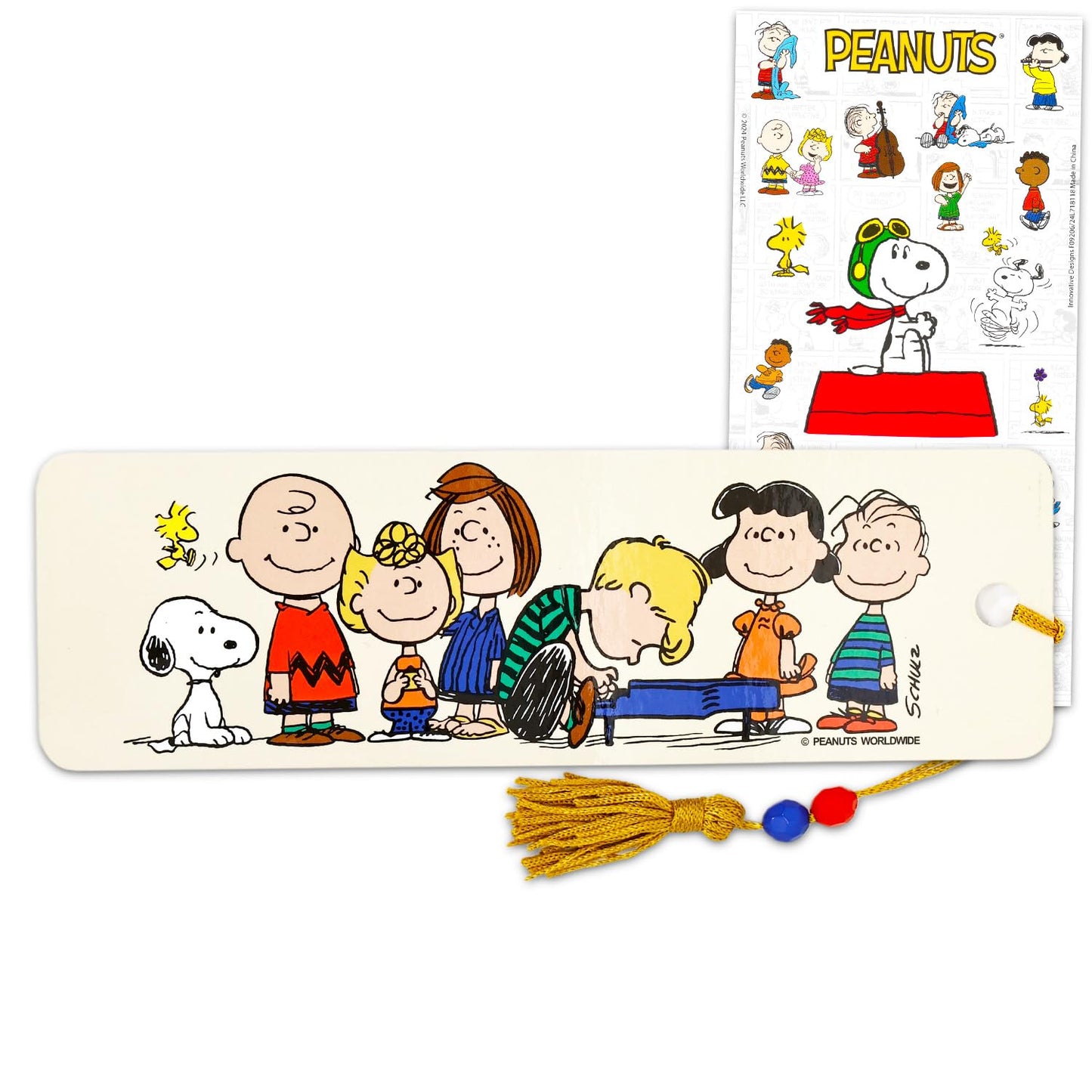 Peanuts Bookmark Set - Bundle with Bookmark with Tassle Featuring Snoopy, Charlie Brown, More Plus Stickers | Peanuts School Supplies for Boys Girls Kids