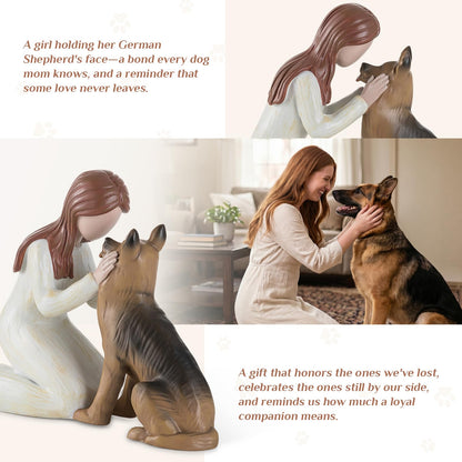 Storieme German Shepherd Gifts for Women: Pet Loss Sympathy Bereavement Remembrance Memorial Gift Angel of Friendship Black Dog Figurines for Dogs Lovers (5.4" x 4.3")