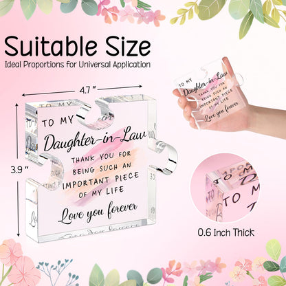 Daughter in Law Gifts from Mother in Law - Unique Daughter in Law Gift Ideas Best Daughter in Law Puzzle Piece Gift for Birthday Wedding Mothers Day Thanksgiving for Daughter in Law