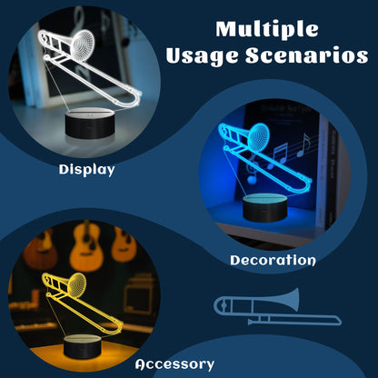 CoolGift Mart Trombone Night Light, 3D LED Optical Illusion Lamp with 16 Colors and Remote Controller, Gifts for Trombone Enthusiasts Music Lovers