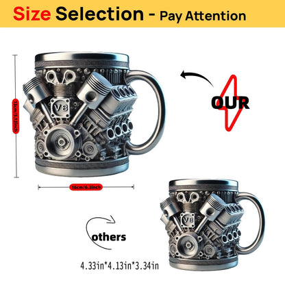 V8 Engines Stainless Steel Cup,Personalized Coffee Mug with Insulated Handle,Perfect for Car Lovers Gifts,Mechanics, Birthday, Christmas,Living room decoration as a work of art