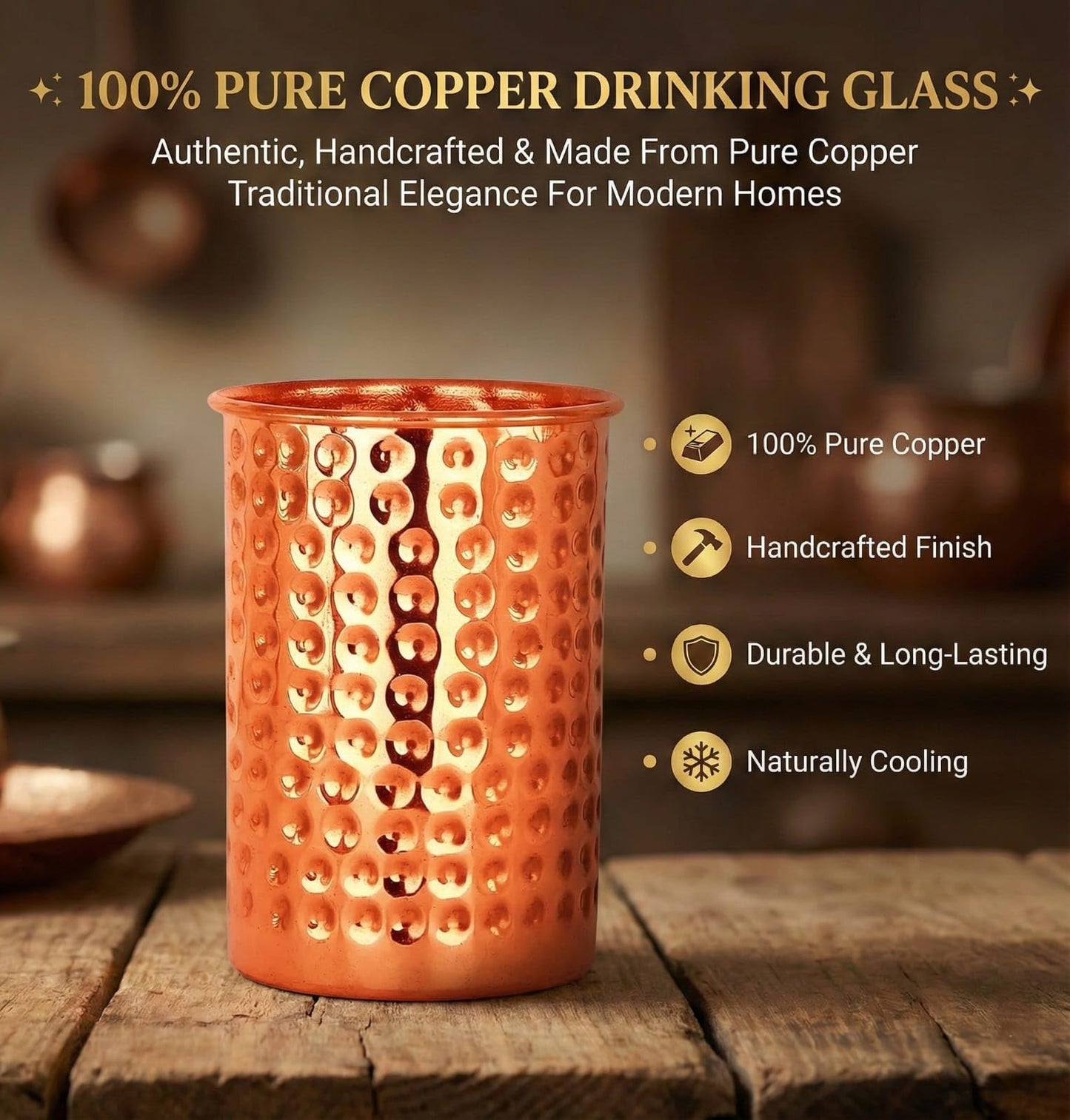 Journal -G House Of Copper Real Copper Cups - Pure Copper Drinking Mugs, Copper Glasses & Coffee Mugs - Perfect Gifts New Set of 2