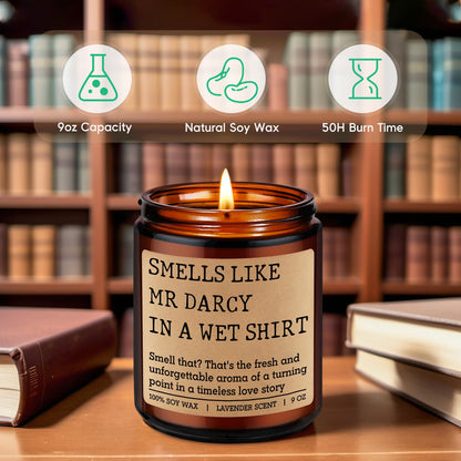 GSPY Mr Darcy Candle - Pride and Prejudice Gifts for Women, Men - Bookish, Reading, Literary, Book Lovers Gifts for Jane Austen Fans - Funny Mothers Day, Birthday Decor for Readers, Bookworm, Nerd