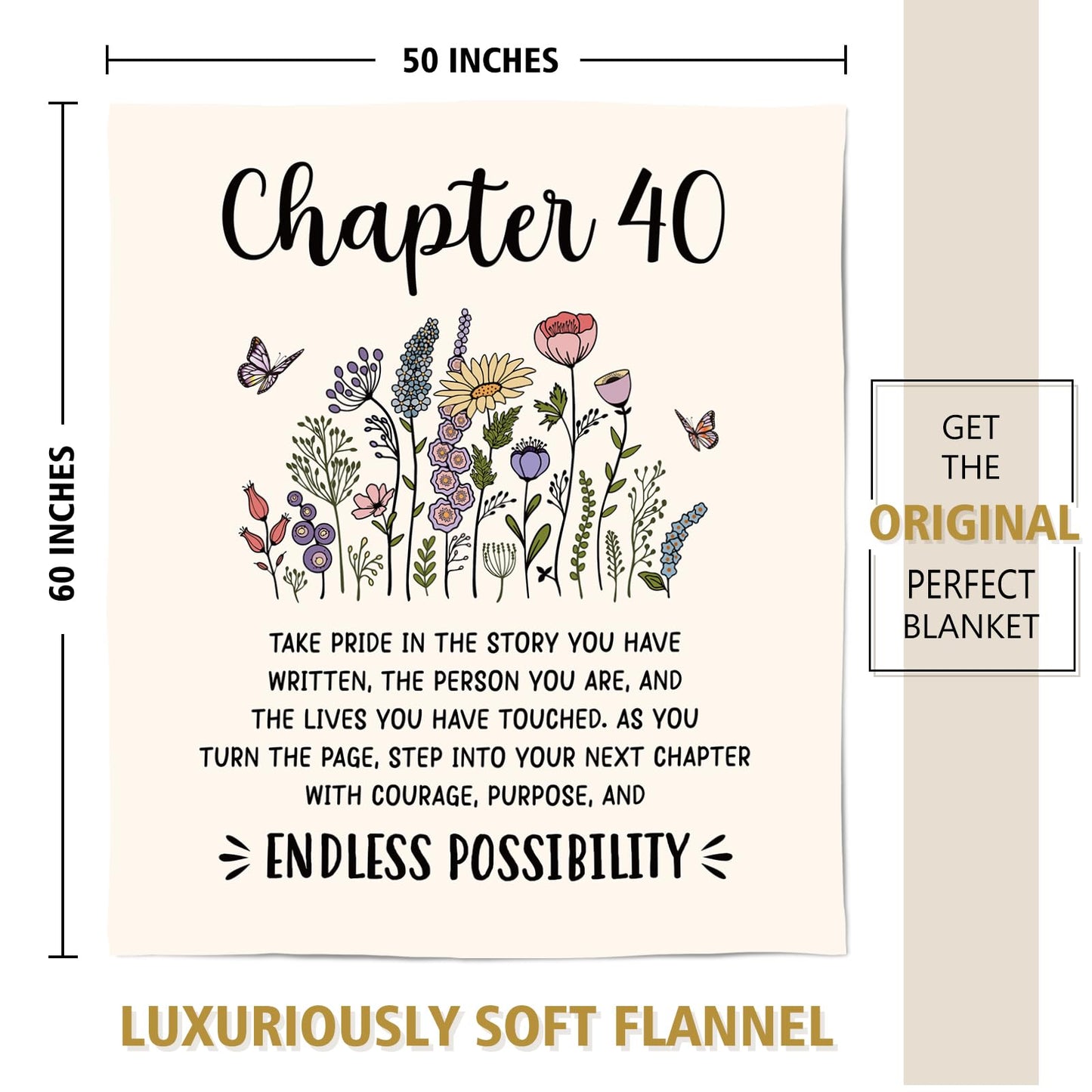 Afterprints 40th Birthday Gifts Women, Chapter 40 Blanket Gift for Her, 40 Year Old Birthday Gifts for Women, Friend, Sister, Mom, 1986 Bday Gift, Turning 40 Throw Blankets 50'' x 60''