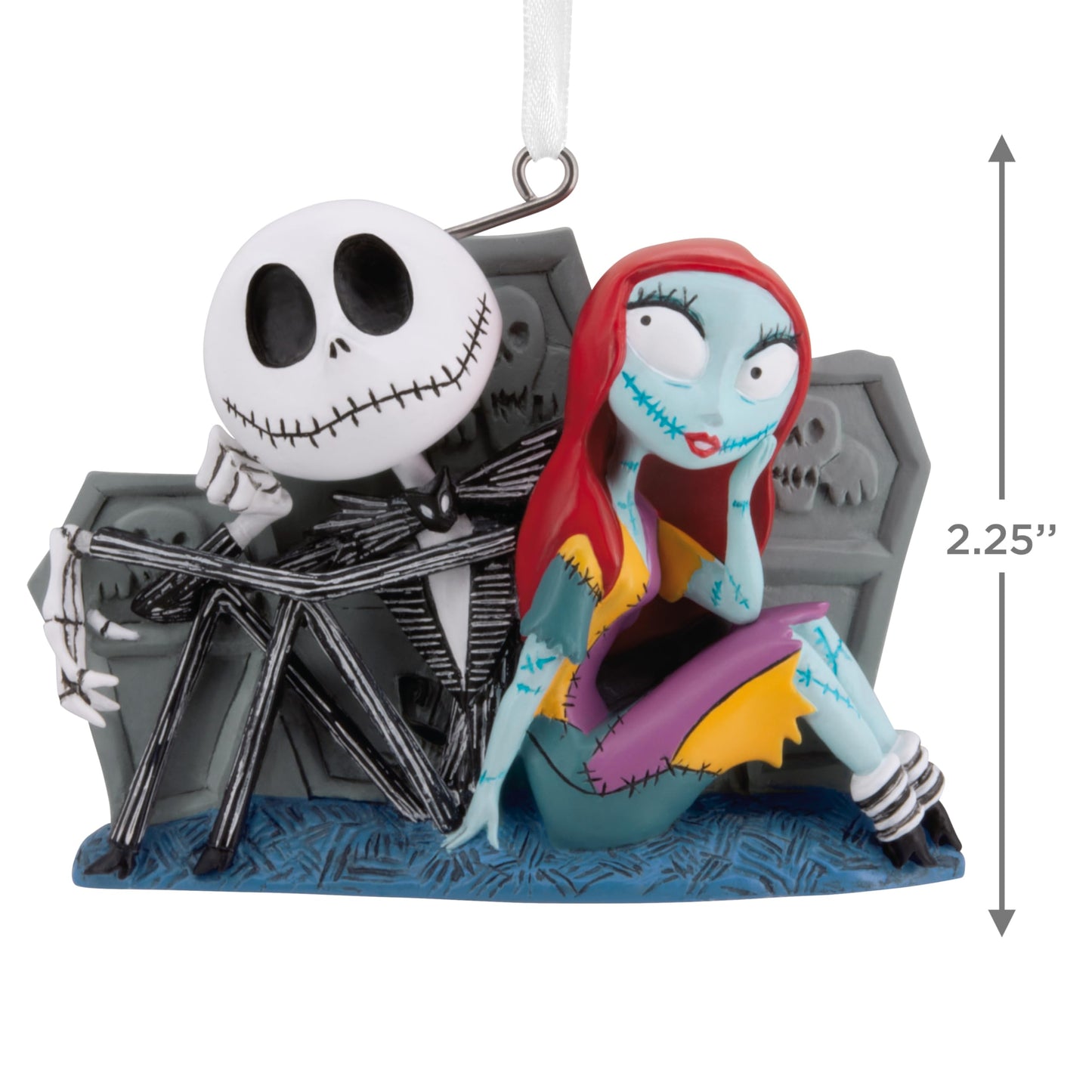Hallmark Christmas Ornament, Disney Tim Burton's The Nightmare Before Christmas Jack and Sally with Tombstones Ornament, Gifts for Disney Fans