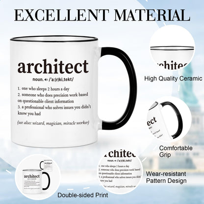 Cabtnca Architecture Gifts, Christmas Gifts for Architects & Architecture Students Teachers, 11Oz Mug with Architect Text, Graduation Birthday Office Gift for Men Women