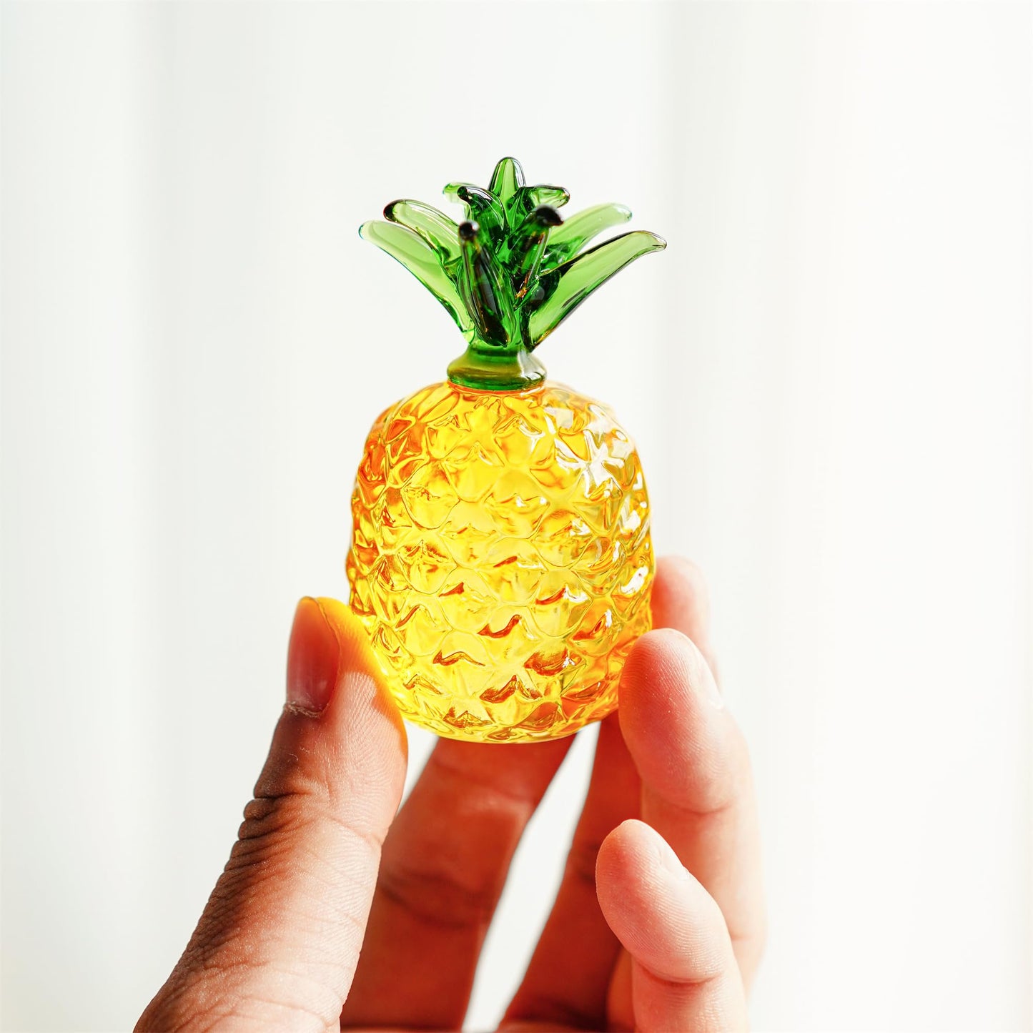 Glass Fruit Decor Crystal Pineapple Figurine Collectibles Hand Blown Glass Fruit Pineapple Decoration for Home Kitchen Office