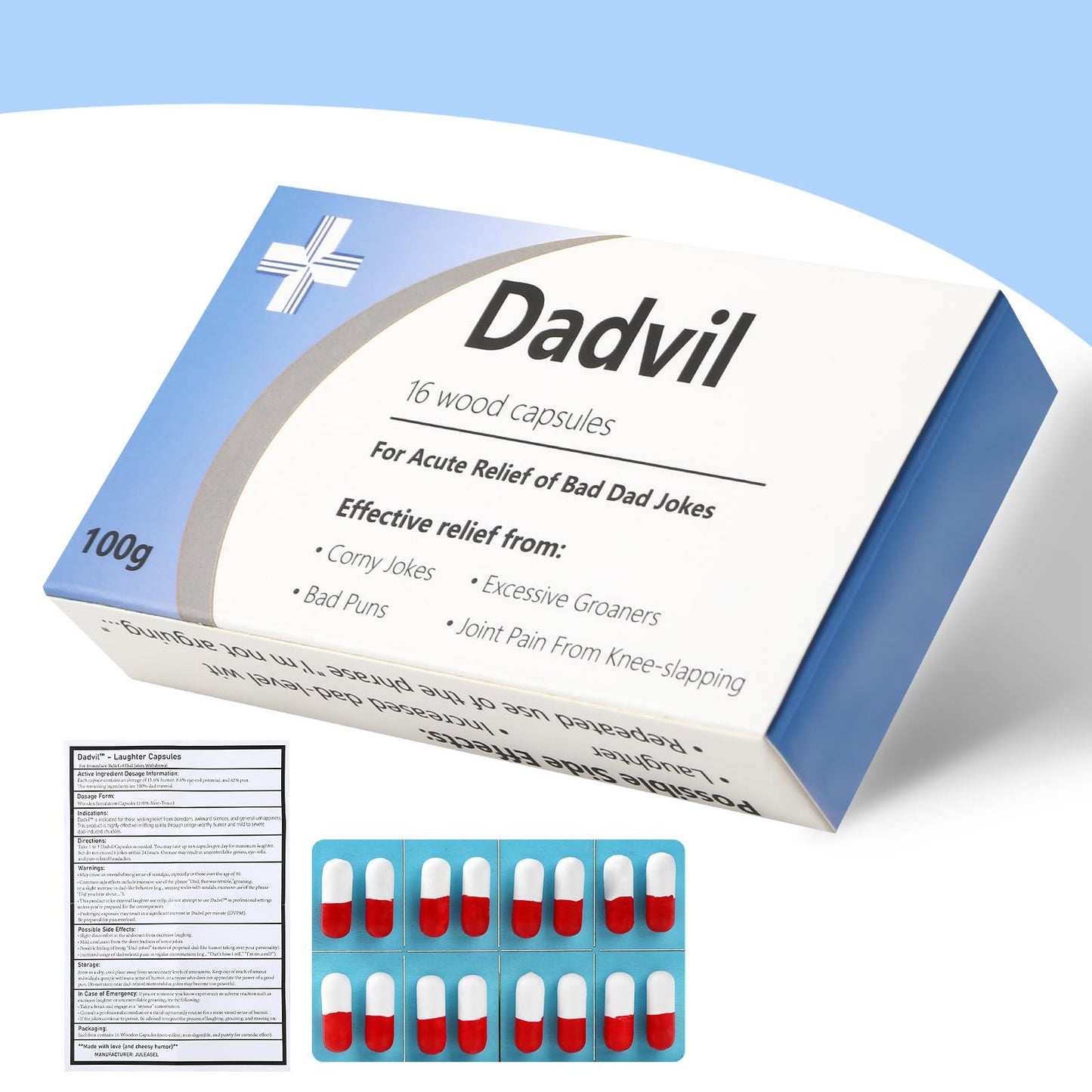 Dad Jokes Pill Box, April Fool's Day Gift, Funny Birthday Gifts for Men, Novelty Joke Gifts for Father, Gag Pill Gifts for Men, White Elephant Gifts