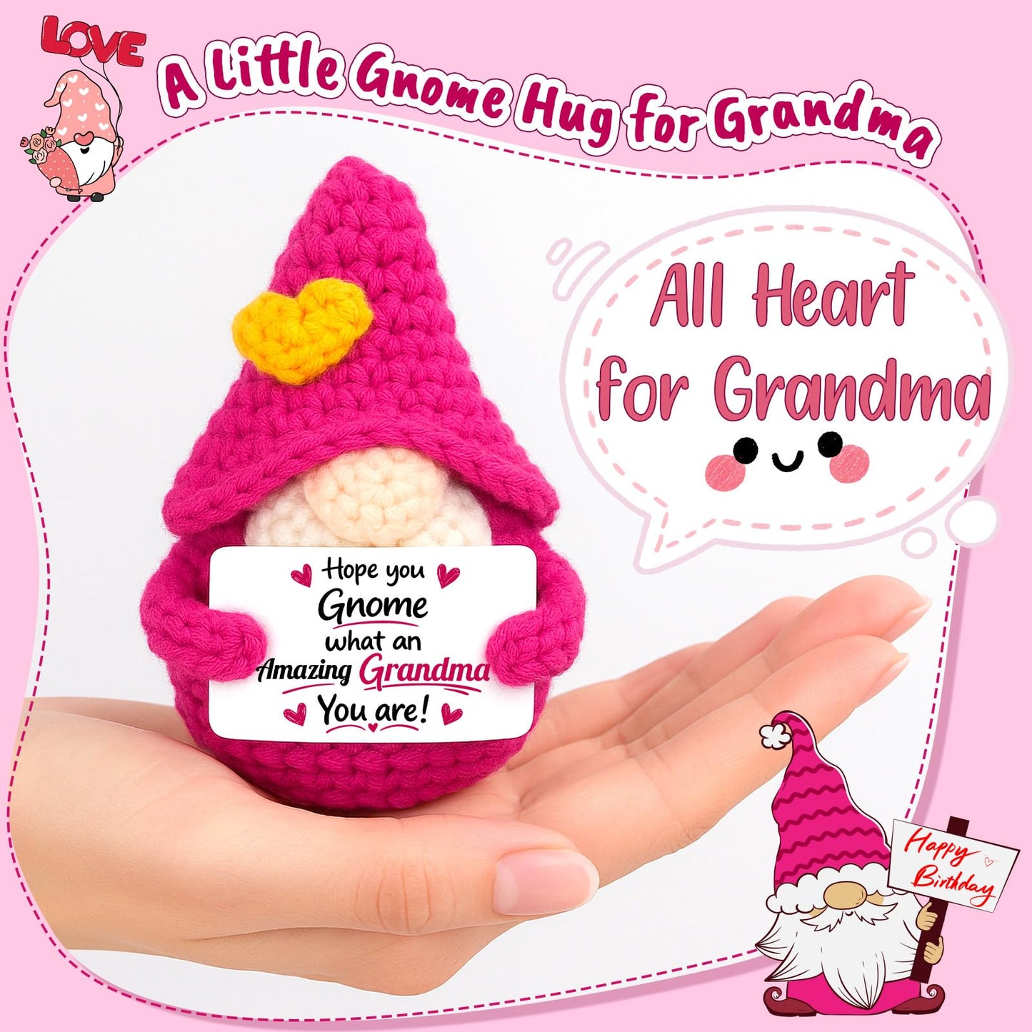 Grandma Gifts for Birthday Christmas - Funny Gnome Gift for Great Grandma Nana Gigi Mimi Grandmother from Granddaughter Grandson Grandkids, Grandparents Day Mothers Day Gnomes Present