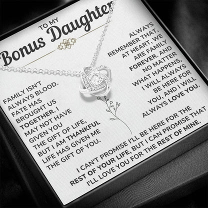 To My Beautiful Bonus Daughter Necklace From Mom & Dad With Heartfelt Message Card Perfect for Birthday, Graduation, or Christmas Gift 14k Pendant to Stepdaughter & Goddaughter