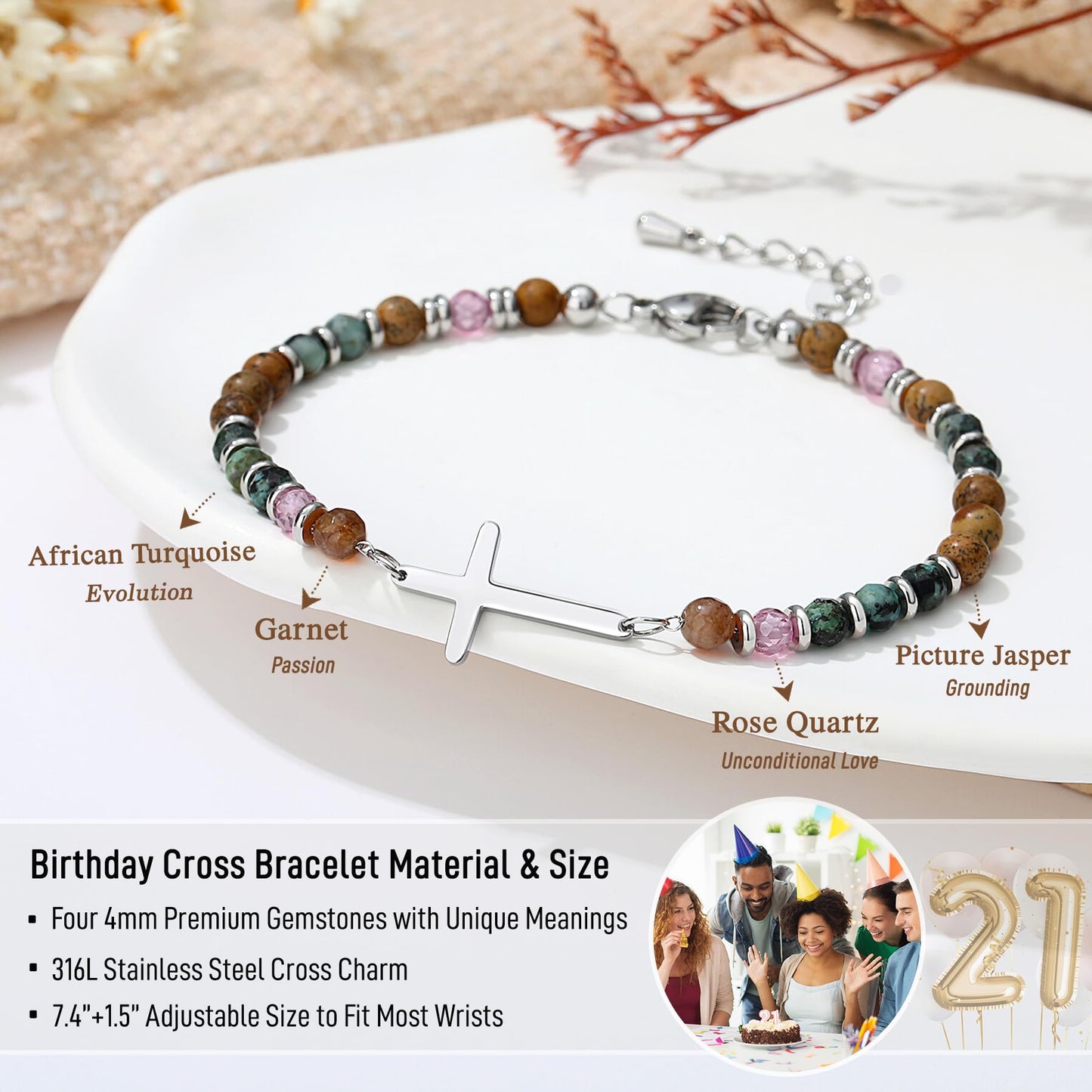 TONY & SANDY Christian Cross Bracelet for Women, Graduation Gifts for Teens Kids Girls, Confirmation Baptism Gifts, Unique Gift for Friends Daughter Mom Sister in Christ Birthday Christmas