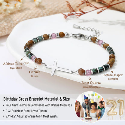 TONY & SANDY Christian Cross Bracelet for Women, Graduation Gifts for Teens Kids Girls, Confirmation Baptism Gifts, Unique Gift for Friends Daughter Mom Sister in Christ Birthday Christmas