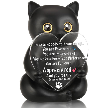 FOUGSTA Appreciation Gift for Cat Lovers, Encouraging Gift for Cat Lovers, Uplifting Present for Women, Motivational Decor for Office, Affirmation Kitty Figurine, XXS22