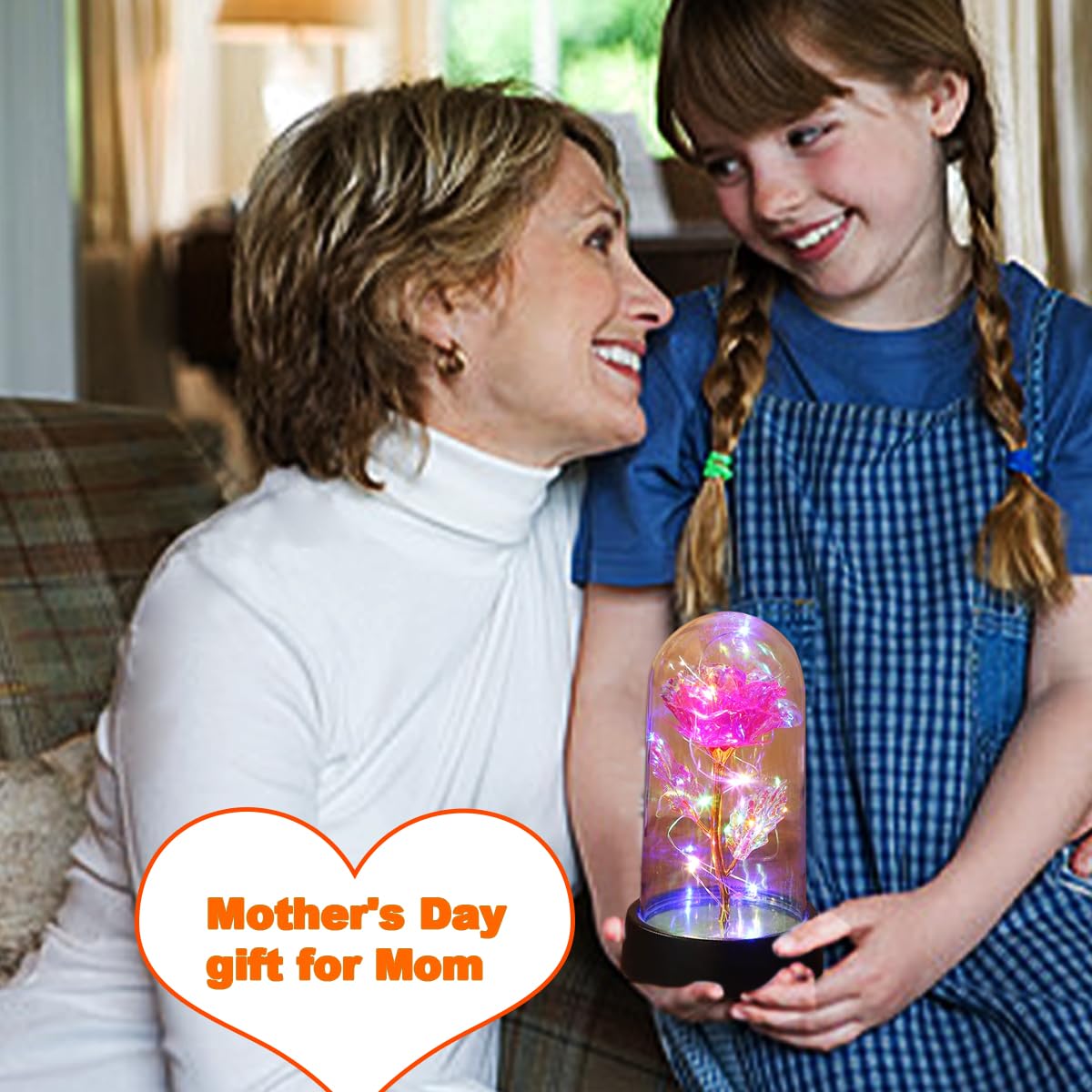BAOXUE Rose Flower Gifts for Mother's Day Ideas, Mothers Day Flowers Gifts for Mom Wife from Daughter Son Husband,Light Up Rose in Glass Dome, Galaxy Forever Rose Eternas Birthday Gifts for Women
