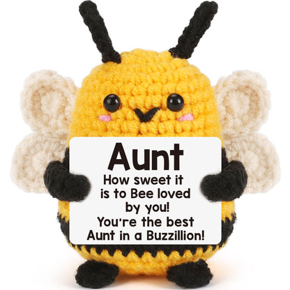 LEJIAJINW Aunt Gifts, Gift for Aunt Mothers Day Valentines Birthday, from Niece Nephew, Mother's Day for Auntie Best Aunts Ever Gifts Mini Easter Basket Stuffer Handmade Crochet Bee
