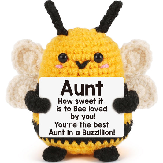 LEJIAJINW Aunt Gifts, Gift for Aunt Mothers Day Valentines Birthday, from Niece Nephew, Mother's Day for Auntie Best Aunts Ever Gifts Mini Easter Basket Stuffer Handmade Crochet Bee