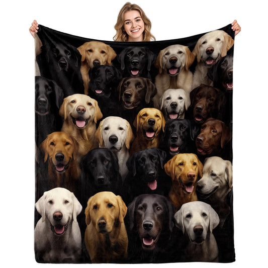 Labrador Retriever Gifts Blanket for Dog Lover Labrador Dog Throw Blanket Cute Dogs Animal Gifts Blankets for Boys Girls for Birthday Christmas Golden Black Labradors Decor for Sofa Bed(50X60 Inch)