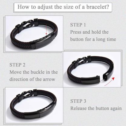 EFVISD Infinity Leather Bracelet for Men Him Boys, Engraved Love You Son Grandson Nephew Brother Dad Husband Uncle Christmas Valentines Fathers Birthday Easter Graduation Gifts