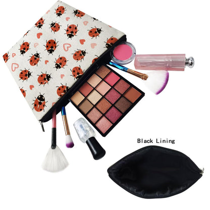 Livel lhood Ladybug Makeup Bag Portable Organizer Bag Travel Toiletry Zipper Pouch Love Cosmetic Bag for Women Birthday Gifts