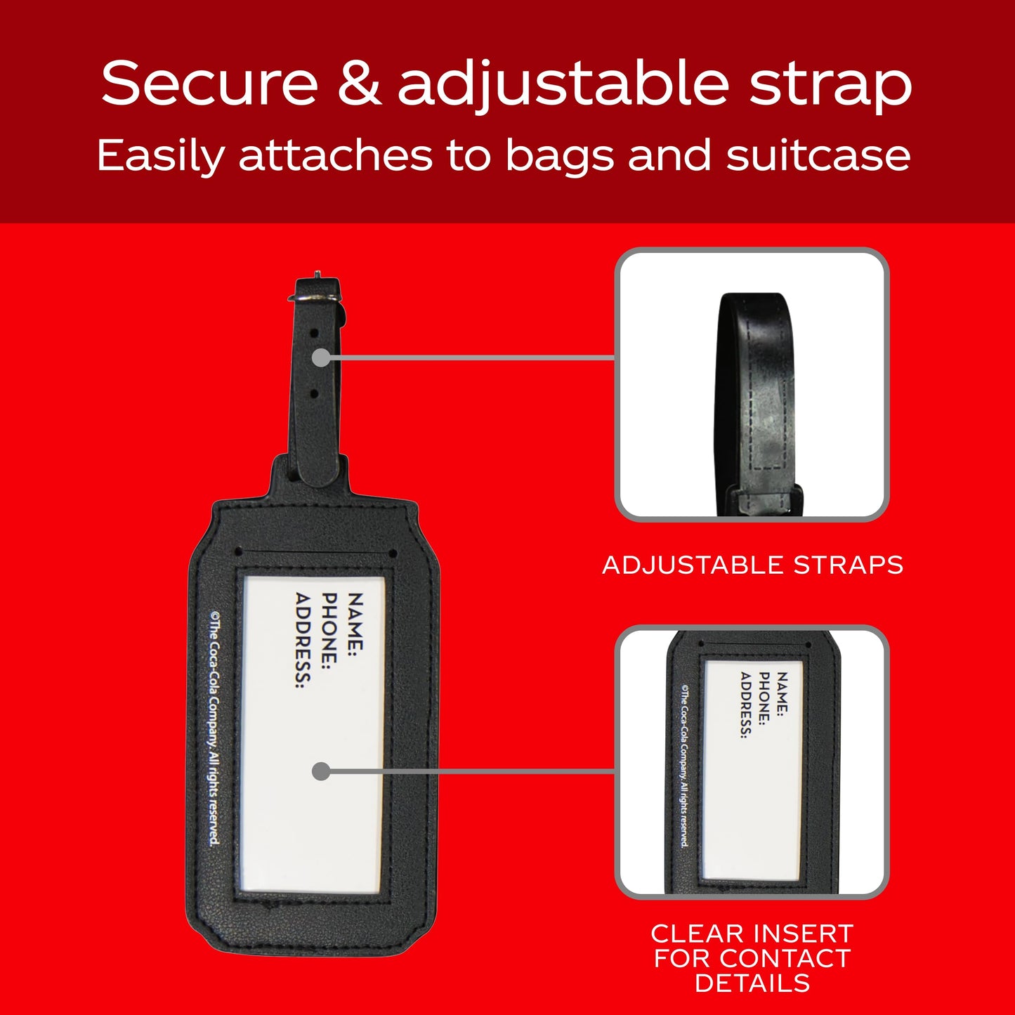 FUL Coca Cola 2-Piece Suitcase ID Tag Set with Adjustable Straps, Diet Coke, Multi, One Size
