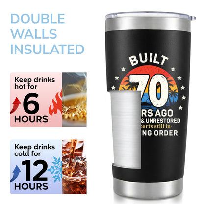 70th Birthday Gifts for Men - Build 70 Years Ago 70th Birthday Tumbler, Cool Gifts for 70 Year Old Man, Back in 1956 Tumbler, Fathers Day, Christmas Gift for 70 Year Old Man, Dad, Grandpa